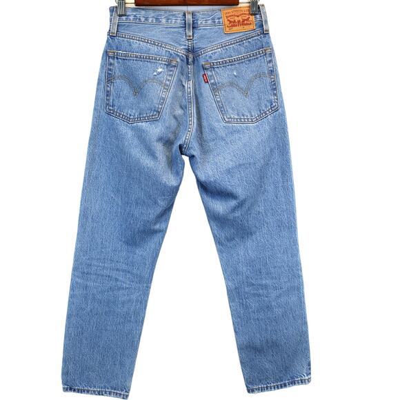 Levis 501 Womens Jeans 24x26 Distressed Button Fly High Rise Straight Go‎ See - Picture 2 of 8